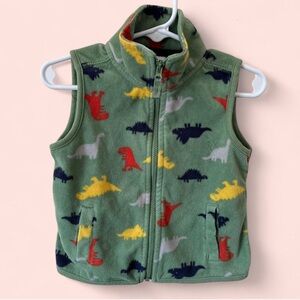 Carters 18 Month Toddler Baby Boy Green Fleece Dinosaur Zip Up Vest